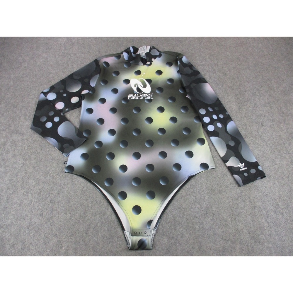 Adidas Swimsuit Womens Plus 2X Black Yellow Polka Dot One Piece Bodysuit Wear
